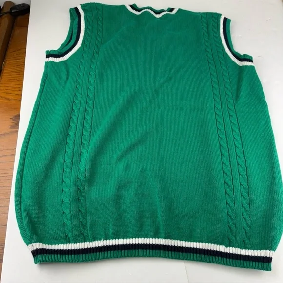 Vintage Fubu Mens XL Green Cable Knit Sweater Vest SEE ALL PICS. - Picture 6 of 6